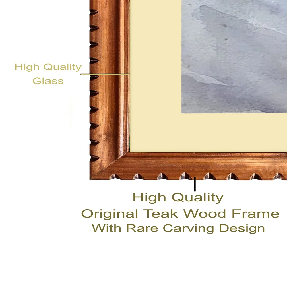 EMPEROR ART GALLERY, Original Handmade Water Painting With Teak Wood Frame For Wall(19x23) In