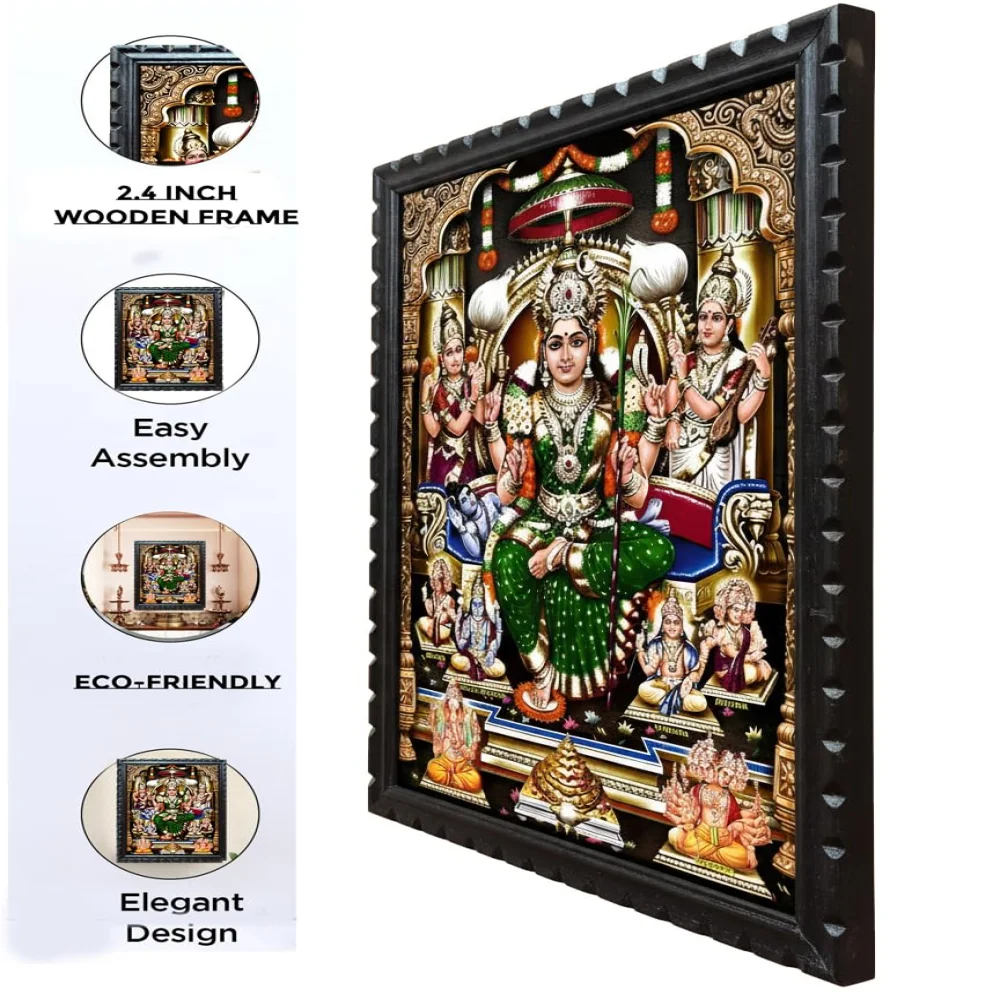 EMPEROR ART GALLERY Sri Rajarajeshwari Lalitha Tripura Sundari Film Laminated Photo with Premium Wooden Frame, 35.5 x 45.7 cm