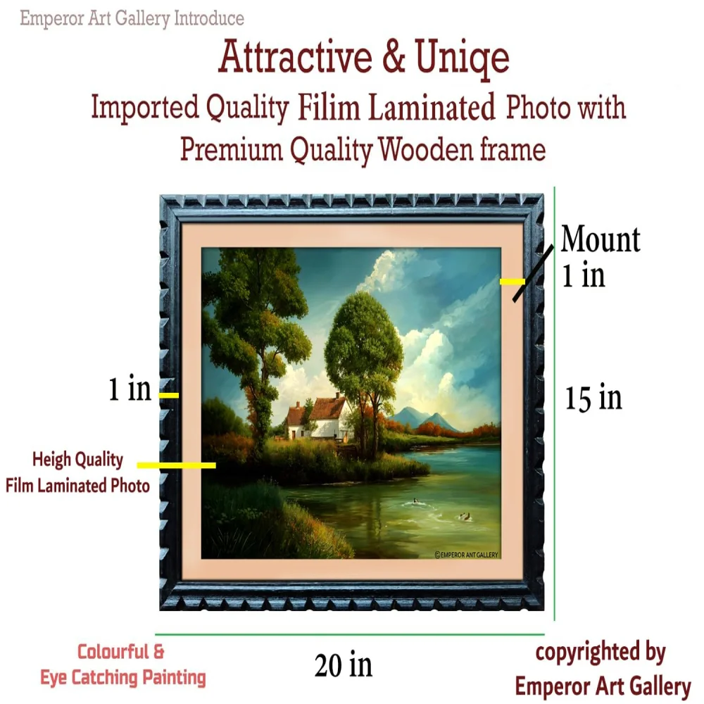 EMPEROR ART GALLERY®, Landscape Wall Art Print, 50.8 x 38.1 cm, Premium Wooden Frame, Film Laminated Photo