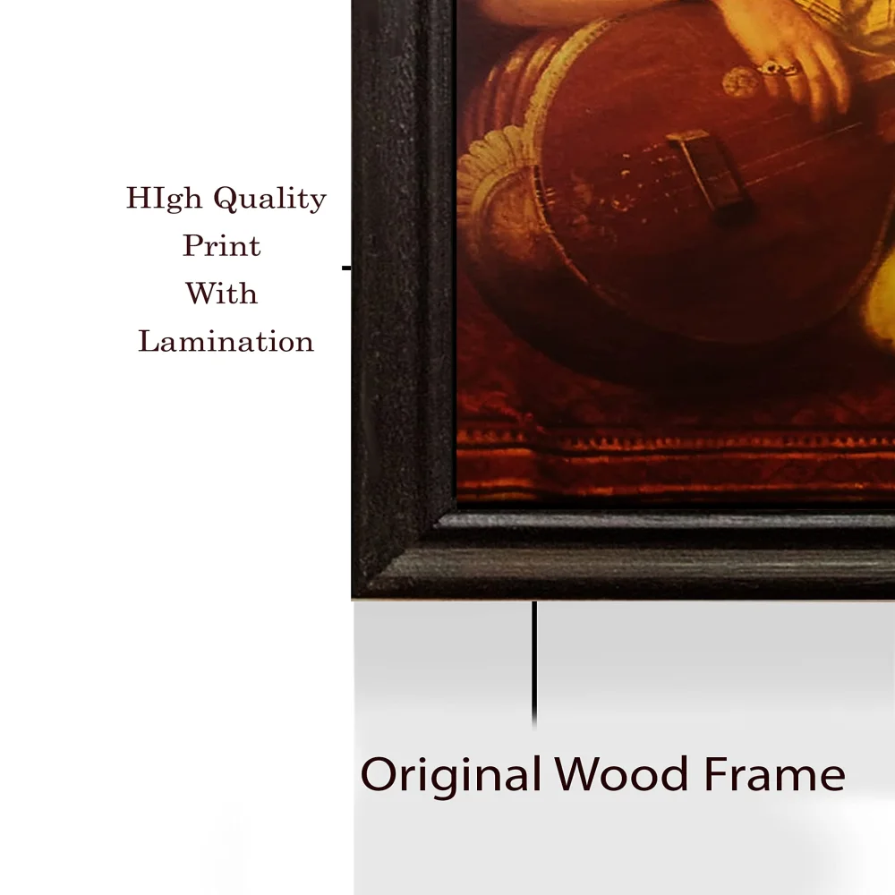 Mperor, ''Lady Playing The Veena'' Laminated Digital Re-Print With Wood Frame(28x18) in