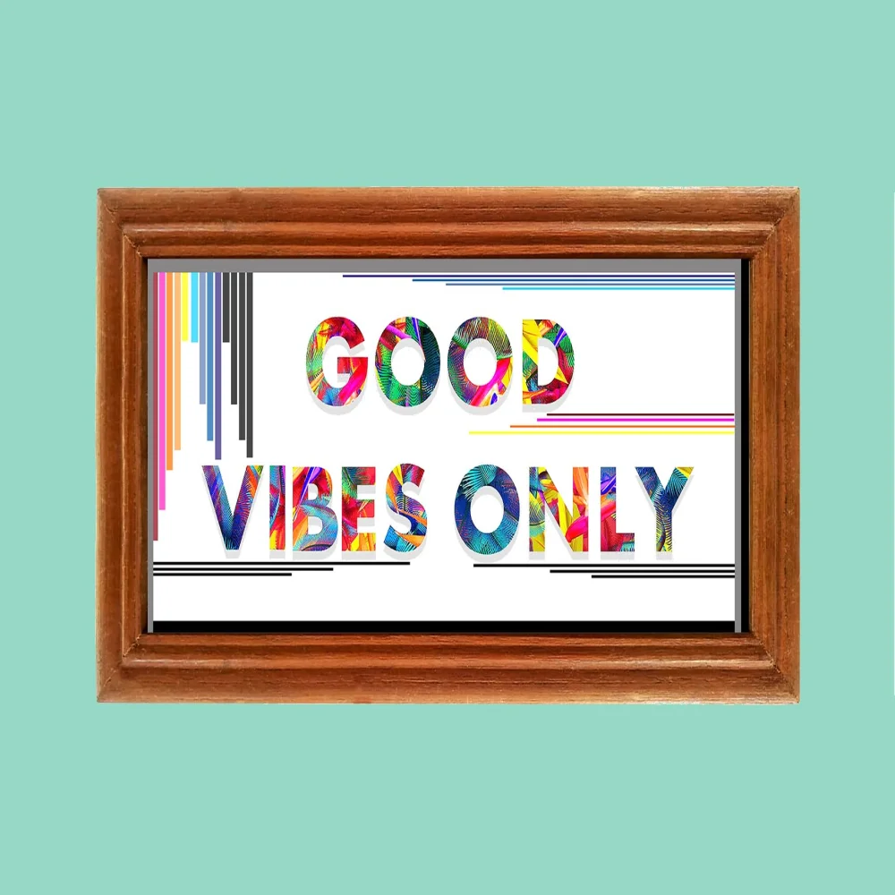 Mperor, GOOD VIBE OLNY wall Teak wood wall hanging Size (9.3x46) In