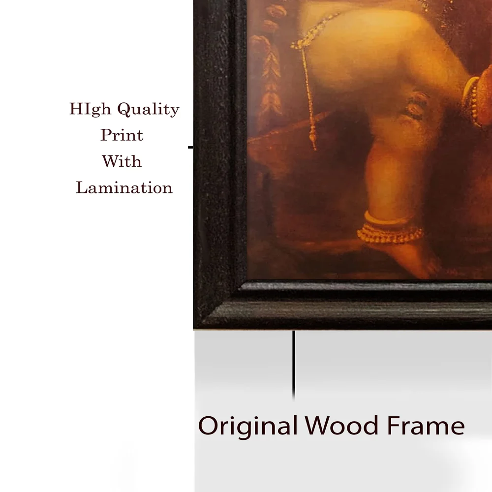 Mperor, ''Krishna Yashoda'' Laminated Digital Re-Print With Wood Frame(28x18) in