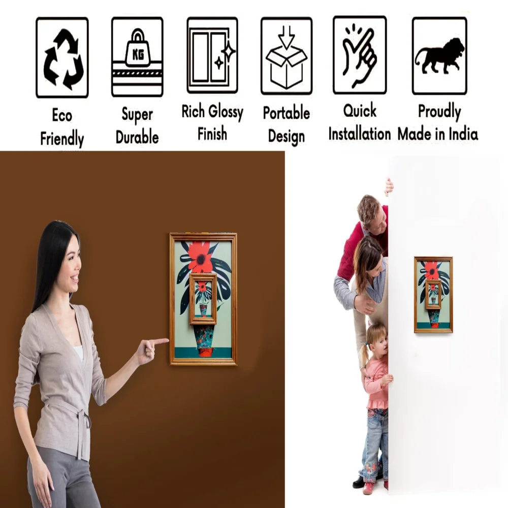 EMPEROR ART GALLERY®, Wall Deco Special Laminated Print With Teak Wooden Photo Frame size (12x9, 3.2x4) in