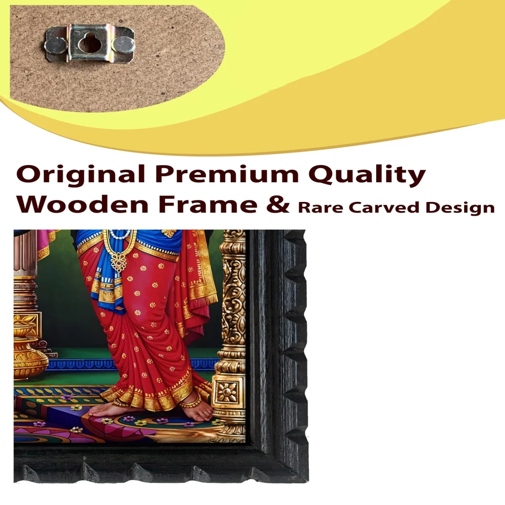 Lord Shiva and Maa Annapurna Religious Wall Art, 10x14 inches, Premium Wooden Frame with Glass, 300 GSM Digital Print