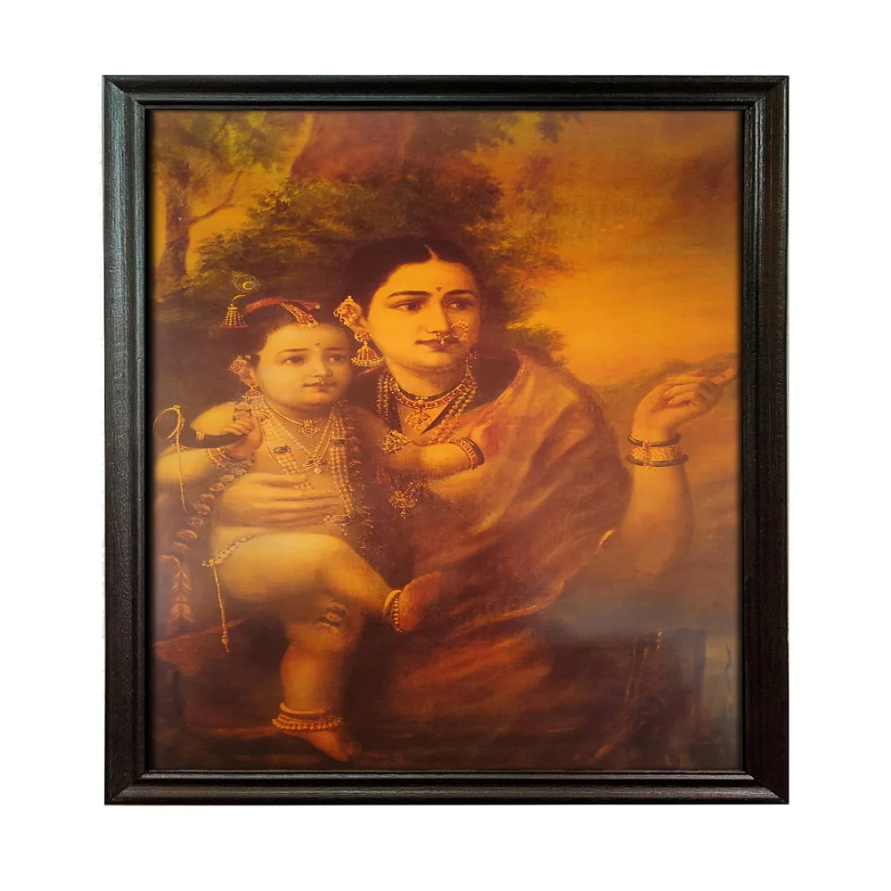 Mperor, ''Krishna Yashoda'' Laminated Digital Re-Print With Wood Frame(28x18) in