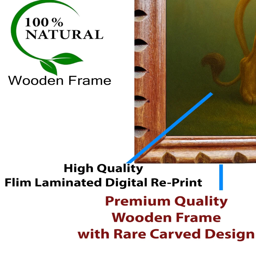 EMPEROR ART GALLERY®,Bharat Mata Wooden Photo Frame, 14x20 inch,Carved Design, Film Laminated Digital Print