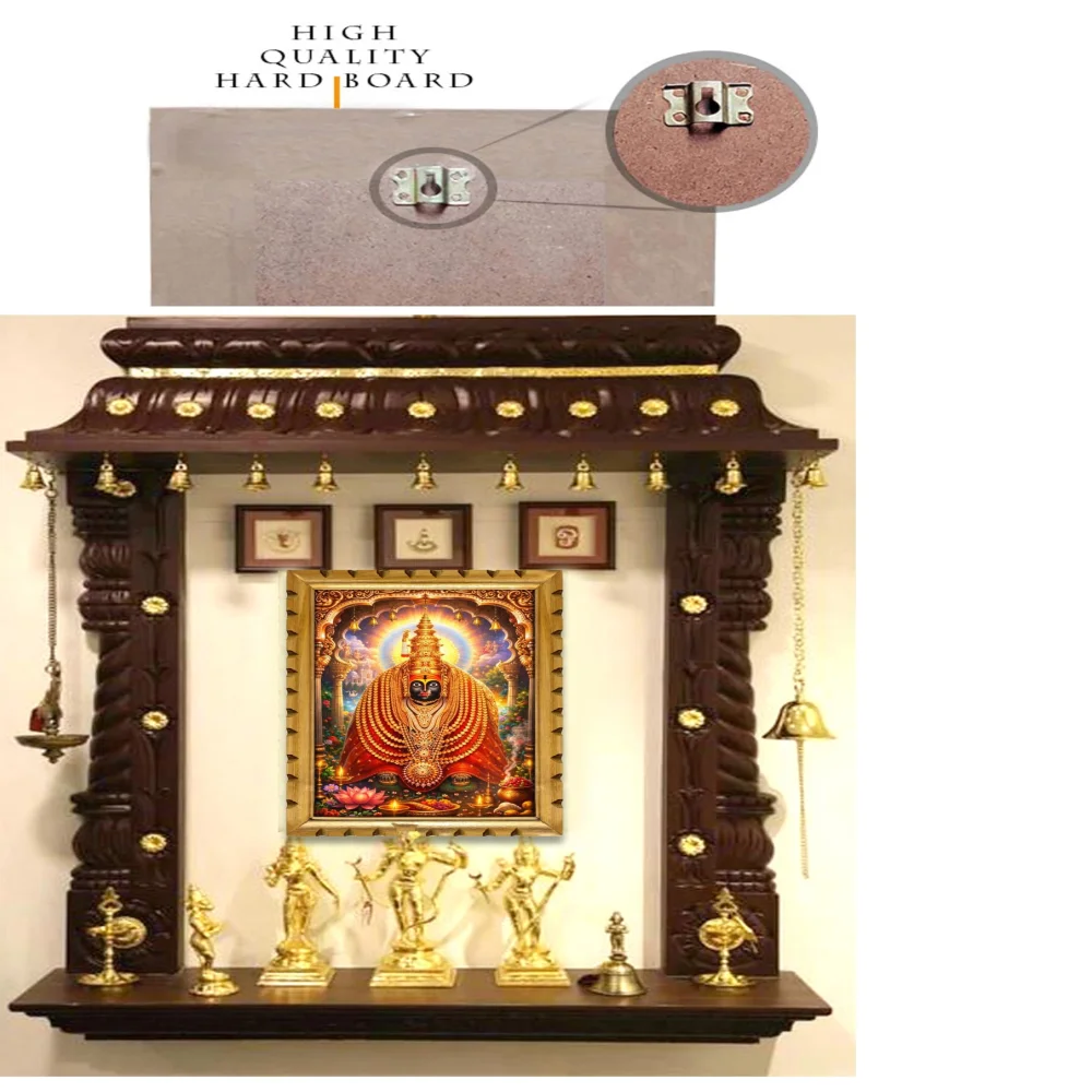 EMPEROR ART GALLERY®,Tulja Bhavani Wooden Photo Frame, Hindu Deity Wall Art, Digital Reprint with Film Laminated, Original Wood Frame, 14x20 Inch
