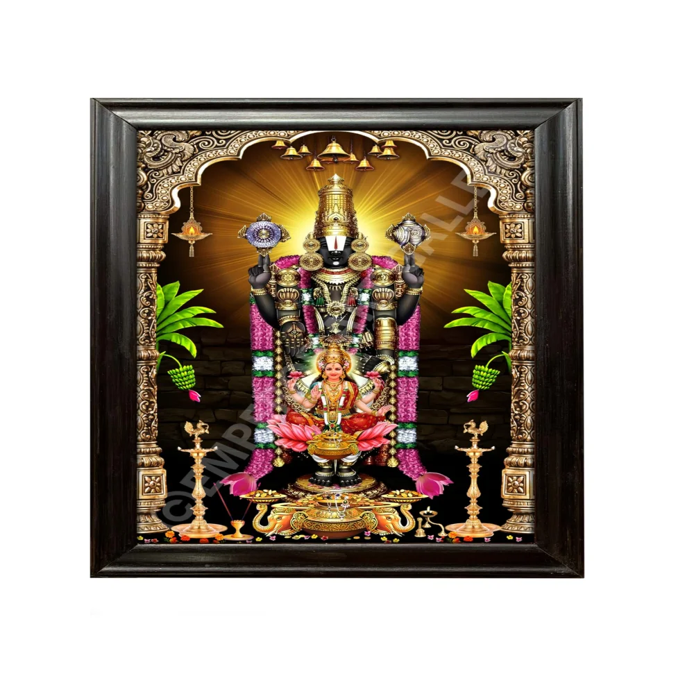 EMPEROR ART GALLERY®,Lord Venkateswara Swamy Canvas Photo with Wooden Frame, 58.4 x 91.4 cm, Religious Wall Art