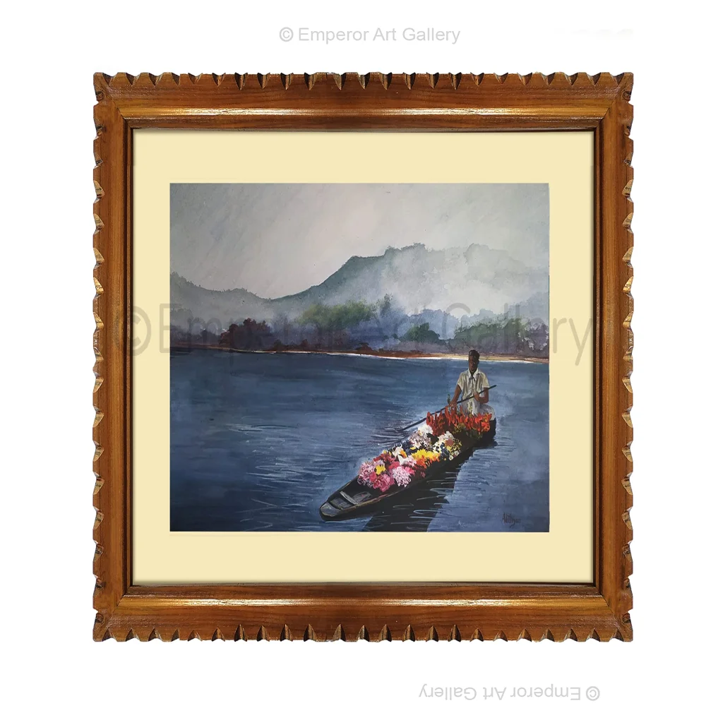 EMPEROR ART GALLERY, Original Handmade Water Painting With Teak Wood Frame For Wall(19x25) In