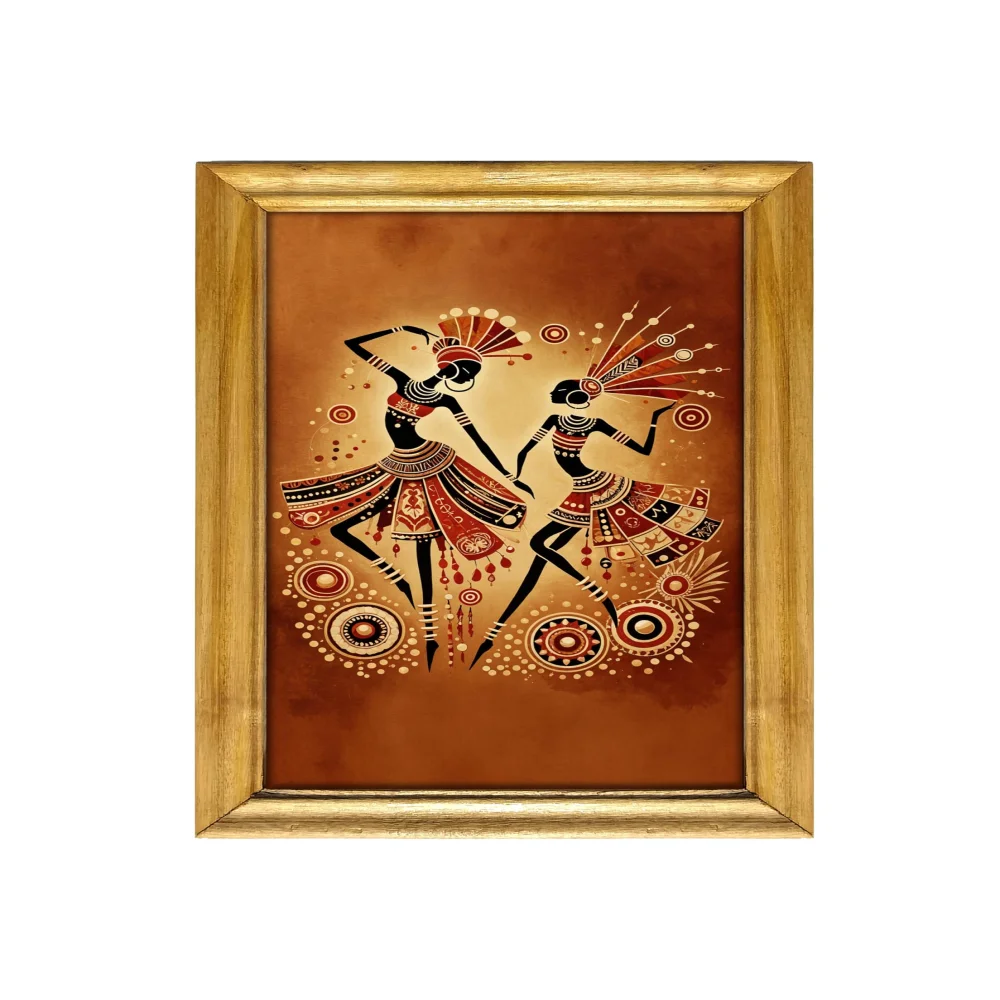 Traditional Dance Wall Art, Laminated Digital Print, 28 cm x 48 cm, Wooden Frame, Natural Colour