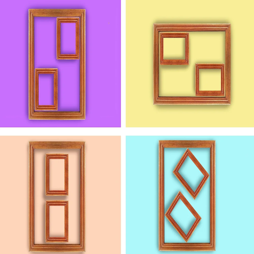 Mperor Wall Deco Teak Wooden Photo Frame size (12x9, 3.2x4) in