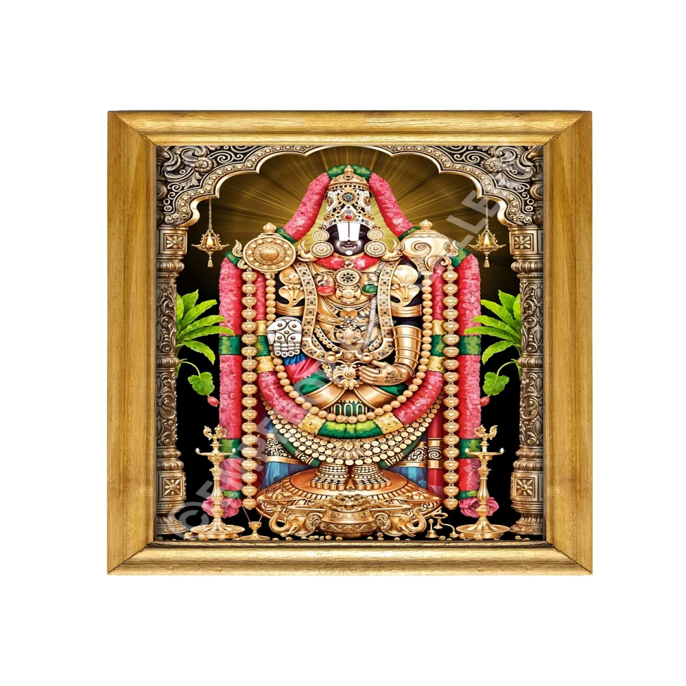 EMPEROR ART GALLERY Lord Venkateswara Hindu Religious Wall Frame, 10 x 14 inches, Wooden Frame with Glass, Digital Print