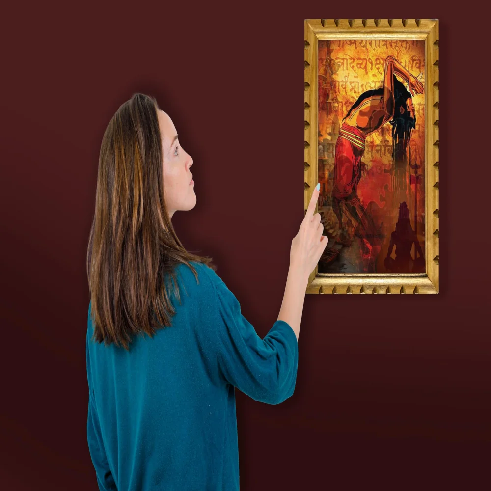 Kumbh Mela Art Premium Wooden Framed Wall Art, 13x19 inches, 300 GSM Digital Print with Glass