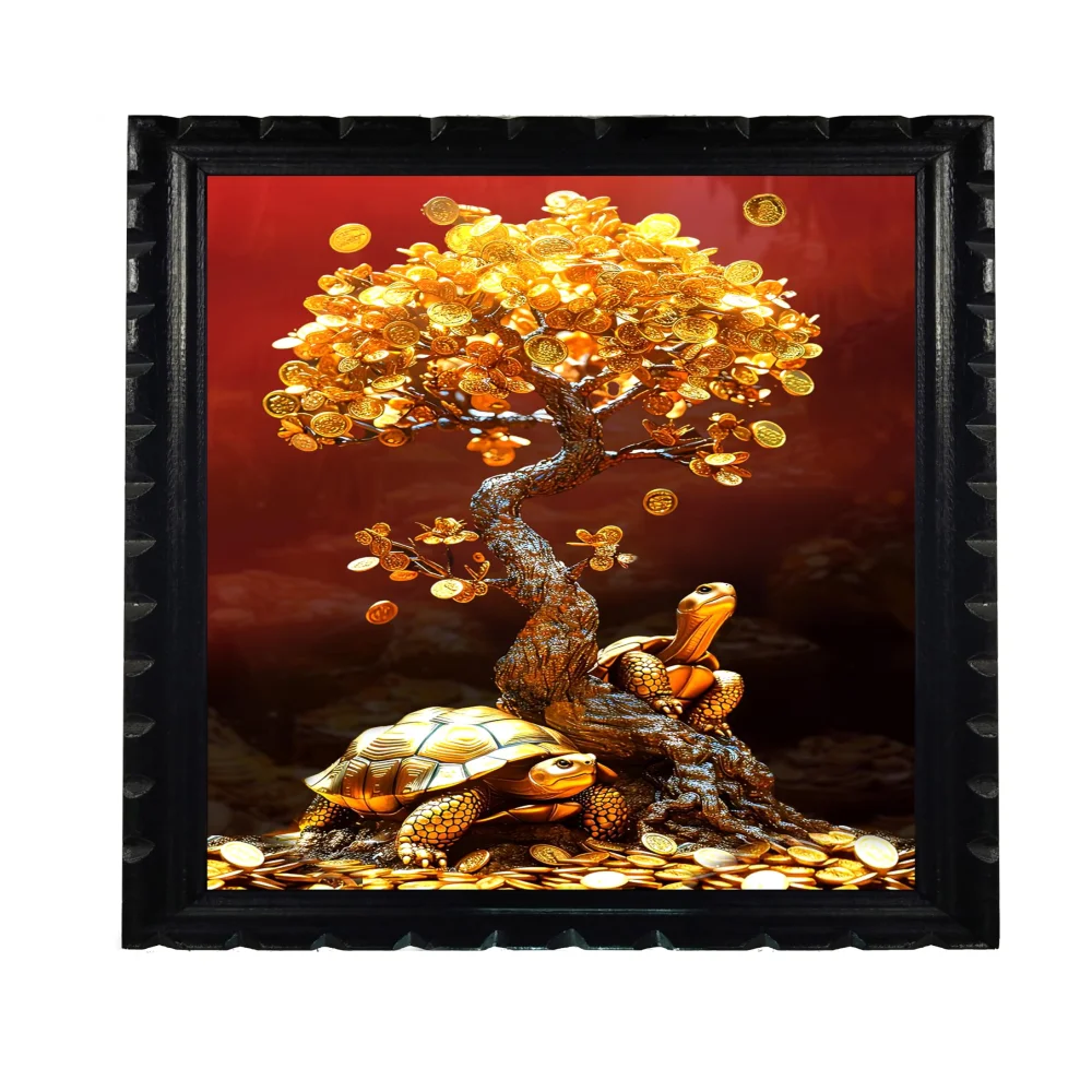 EMPEROR ART GALLERY Money Tree Special Laminated Digital Reprint with Wooden Frame (13.6x9.8) in