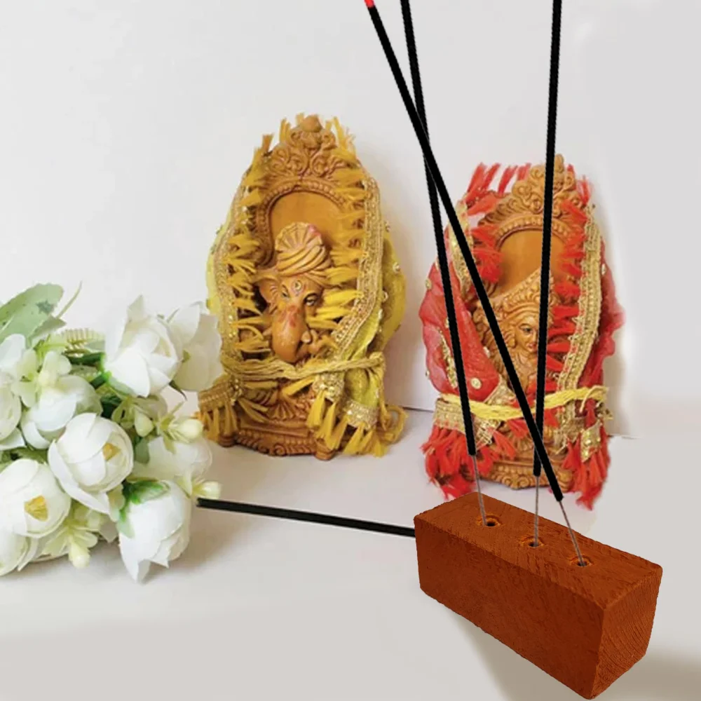 Emperor Art Gallery, Jackfruit Wooden Incense Stick Holder, 3 Holes, 8 x 3 x 3 cm