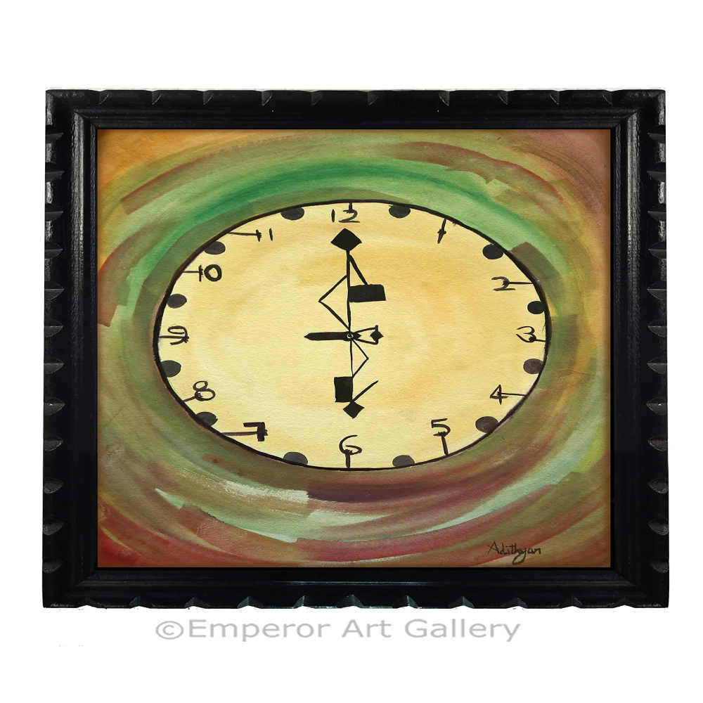 Mperor, ''The Time'' Laminated Digital print With Wood Frame For Wall (16.3x13.6) in