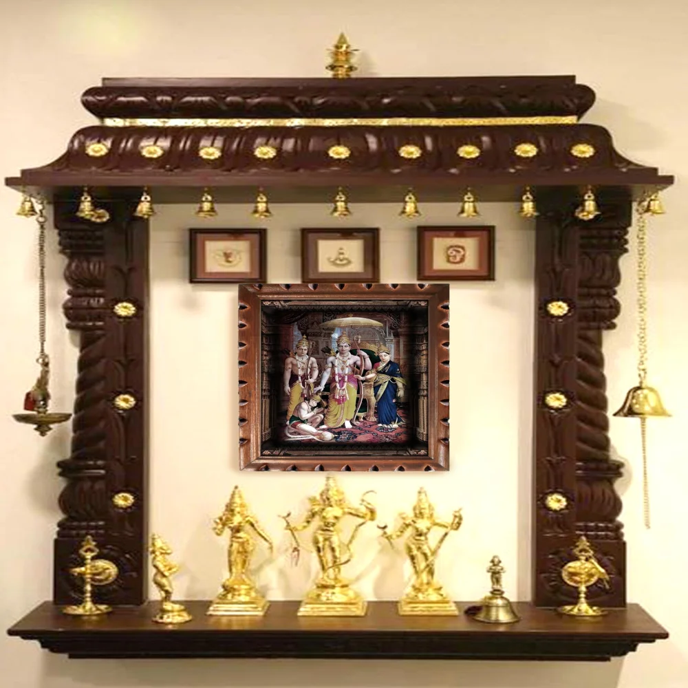 Lord SHRI RAM Darbar Digital Re-Print With Original Wooden Frame (13x10.2) in