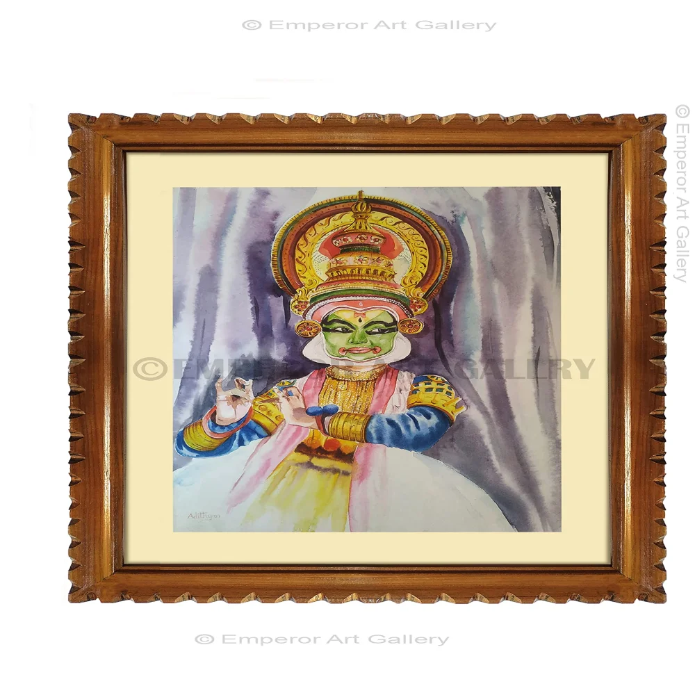 EMPEROR ART GALLERY, Original Handmade Water Painting With Teak Wood Frame (19x22) In