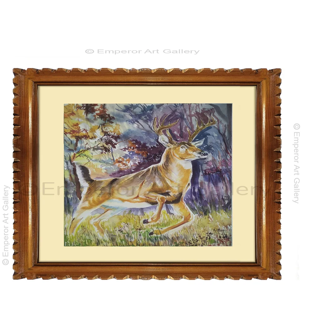 EMPEROR ART GALLERY, Original Handmade Water Painting With Teak Wood Frame For Wall(22x19) In