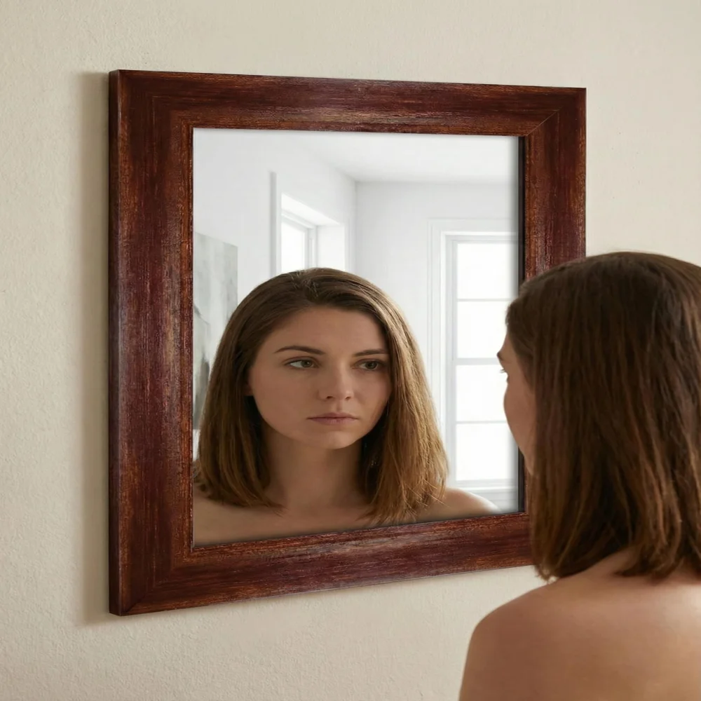 EMPEROR ART GALLERY®, Veeti Colour Premium Wall Mirror with Wooden Frame, 20 x 14 Inch, Rich Polished Veeti Colour Finish, 3mm Glass Thickness, Living Room Bed Room Decor