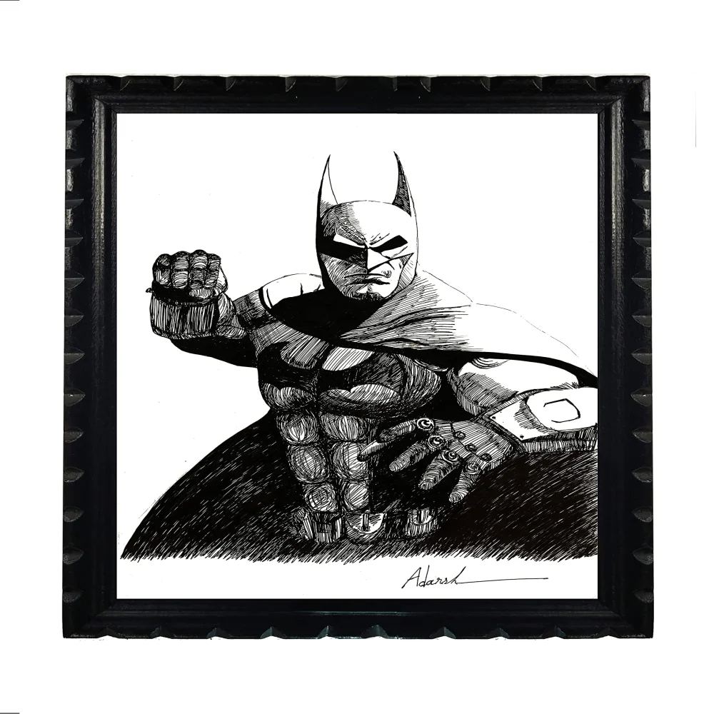 Mperor, ''Batman'' Laminated Digital print With Wood Frame For Wall (19x13.6) in