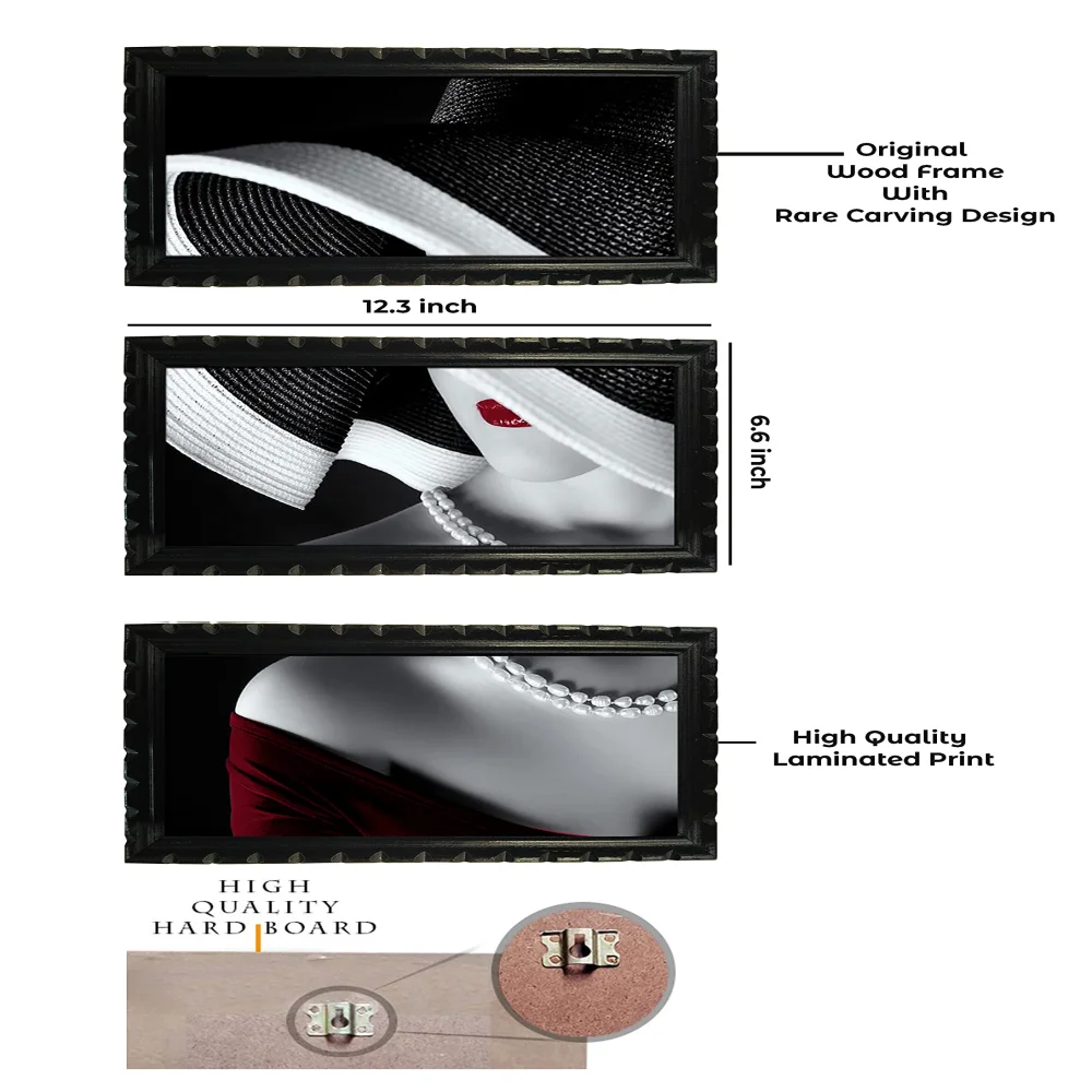 Mperor, Lady Digital Re Print With Wood Frame With Carving Designed (6.6x12.3) In Peace Of 3