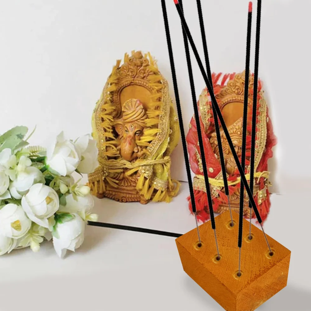 Emperor Art Gallery, Jackfruit Wooden Incense Stick Holder, 3 Holes, 8 x 3 x 3 cm