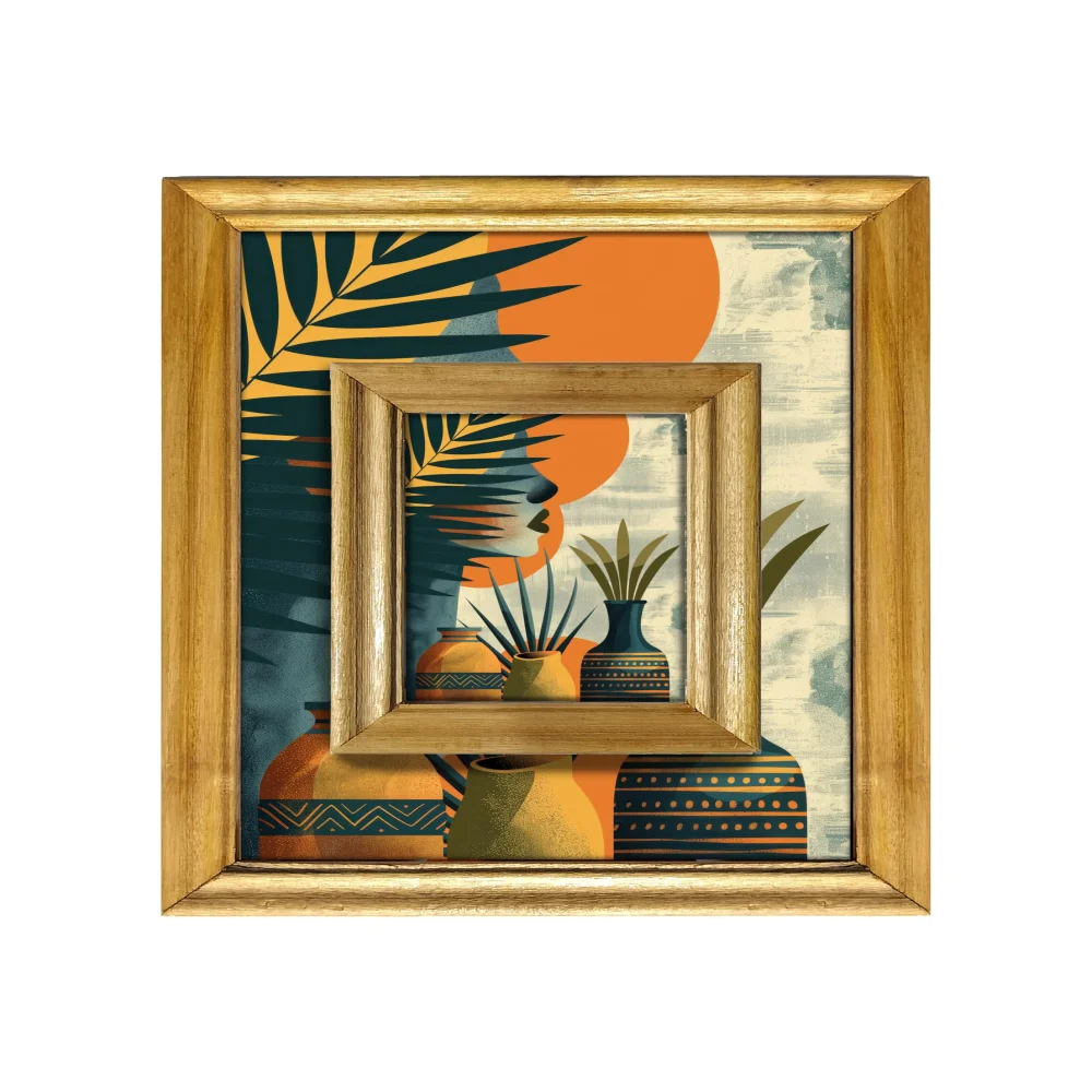 EMPEROR ART GALLERY® ,Modern Art Wall Frame with Natural Wooden Frame, 33 cm x 51 cm, Film Laminated Digital Print, Double Frame Design