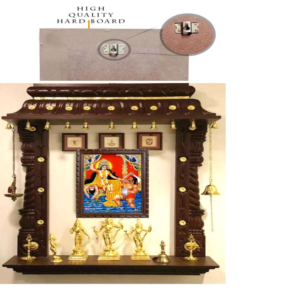 Baglamukhi Mata Religious Wall Art, Premium Wooden Frame, 33 x 46 cm, 300 GSM Digital Print with Glass