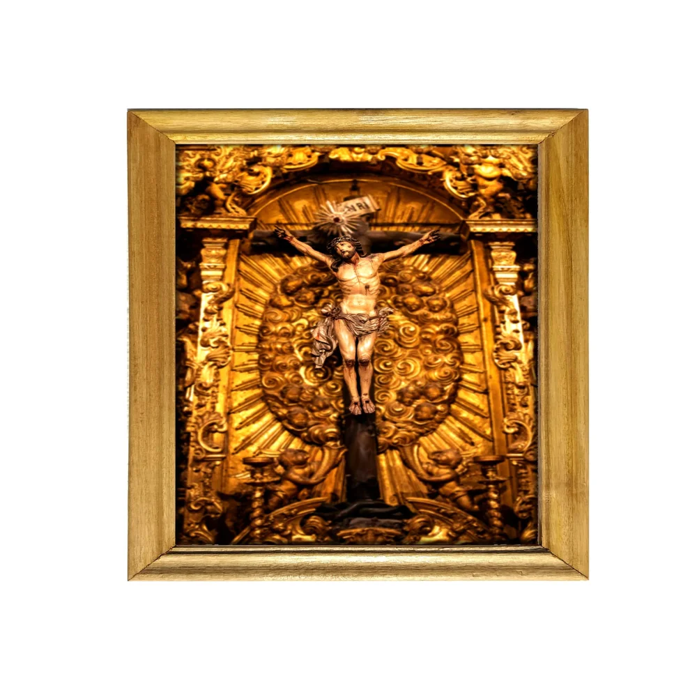 Jesus Christ Painting Wall Art, 19 x 12 inch, Natural Colour Wooden Frame, Film Laminated Digital Re-Print