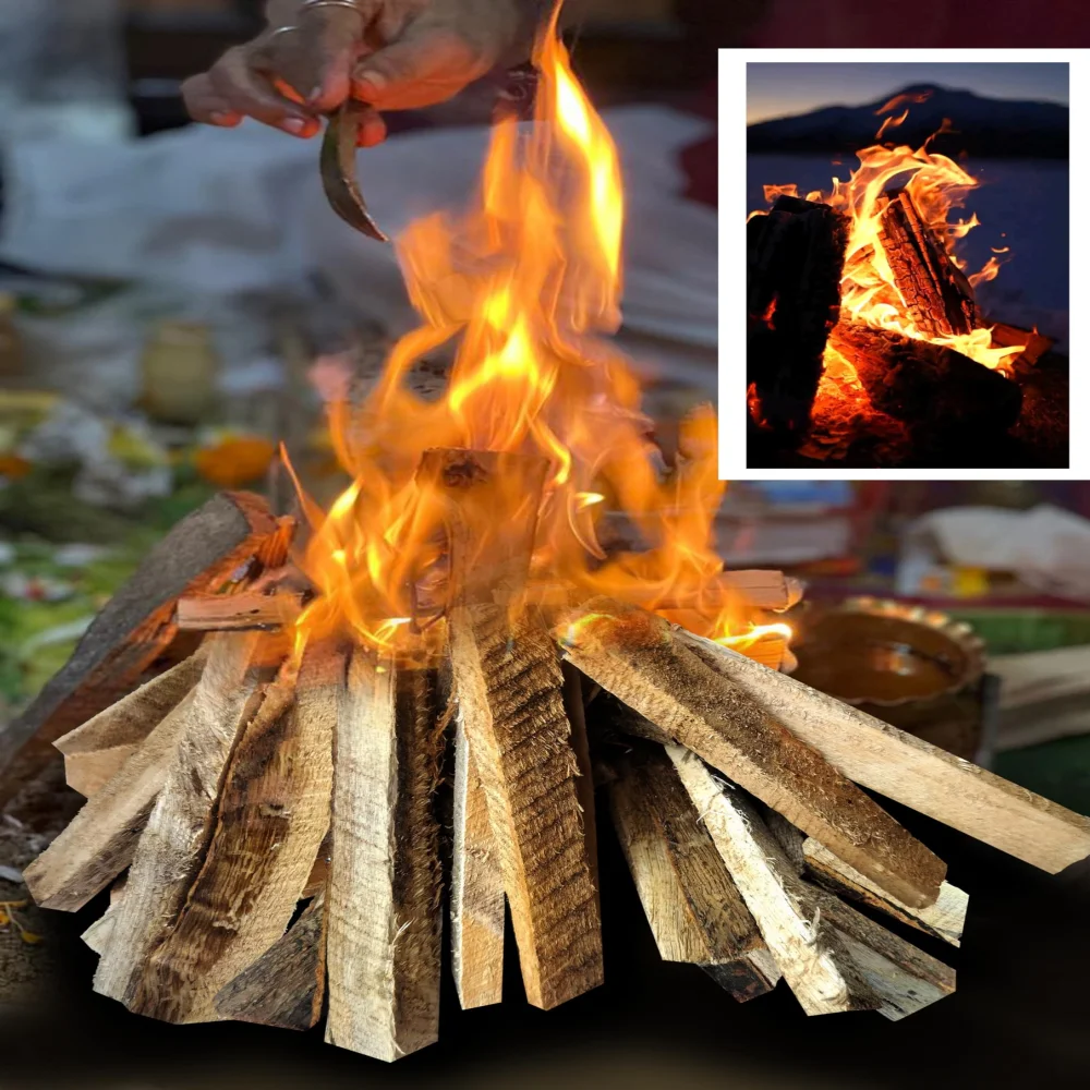 EMPEROR ART GALLERY®, Natural Mango Wood Sticks for Havan, 6 inch, Traditional Pooja Fire Wood, Sticks for Havan Kund, Completely Dry Firewood Set of 30