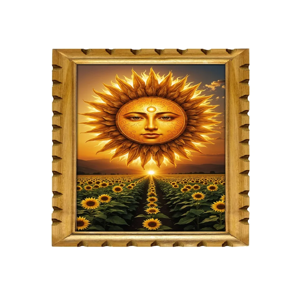 EMPEROR ART GALLERY®,Lord Surya Bhagwan Wall Art, 28x51 cm, Film Laminated Digital Photo, Wooden Frame with Rare Design