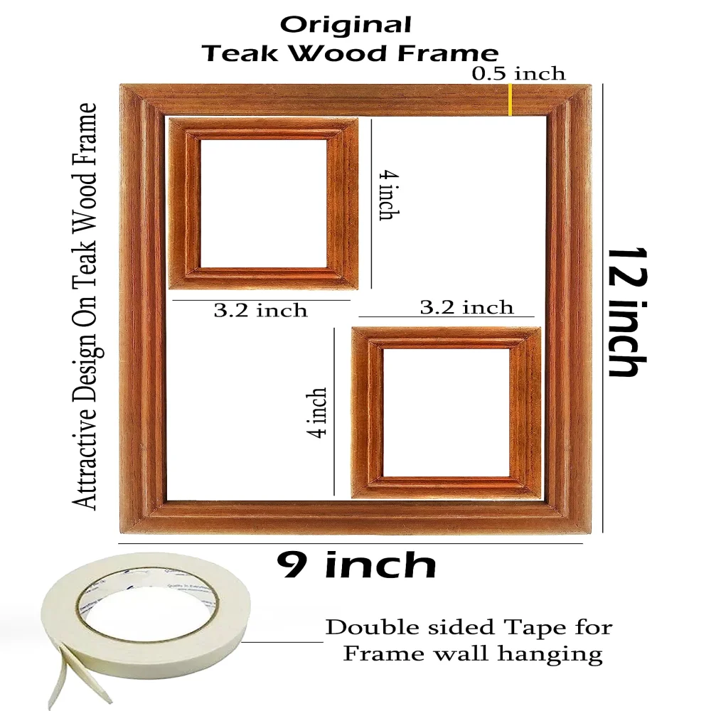 Mperor Wall Deco Teak Wooden Photo Frame size (12x9, 3.2x4) in