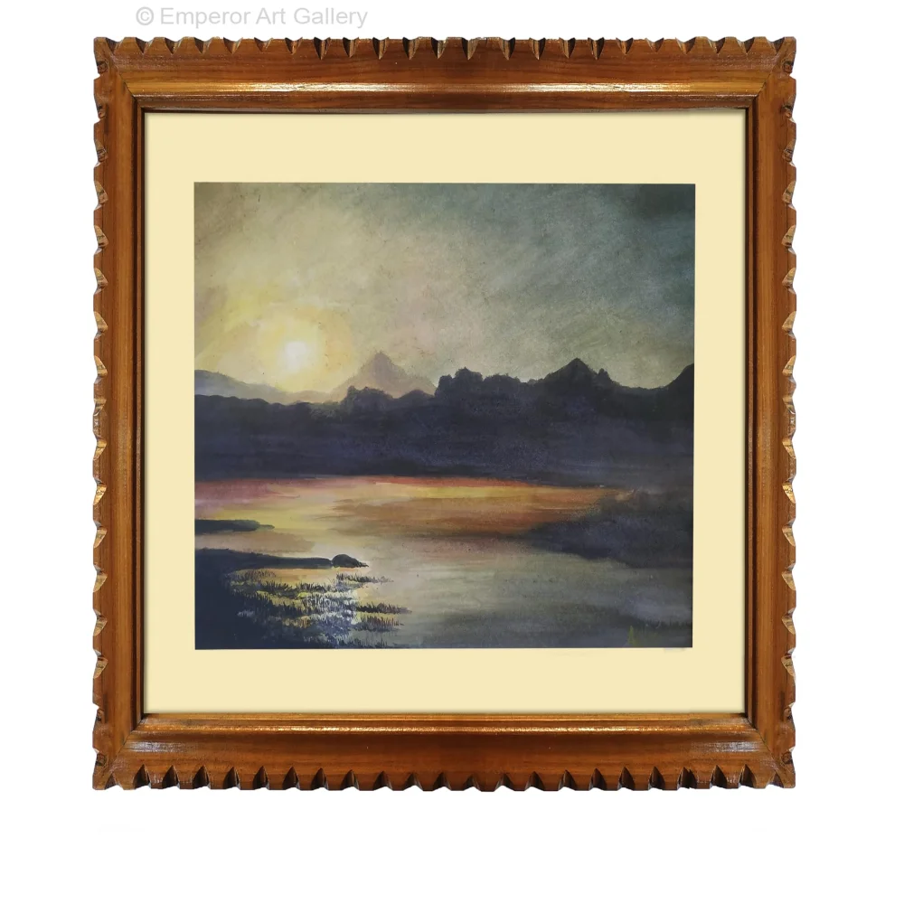 EMPEROR ART GALLERY, Original Handmade Water Painting With Teak Wood Frame For Wall(25x19) Inch