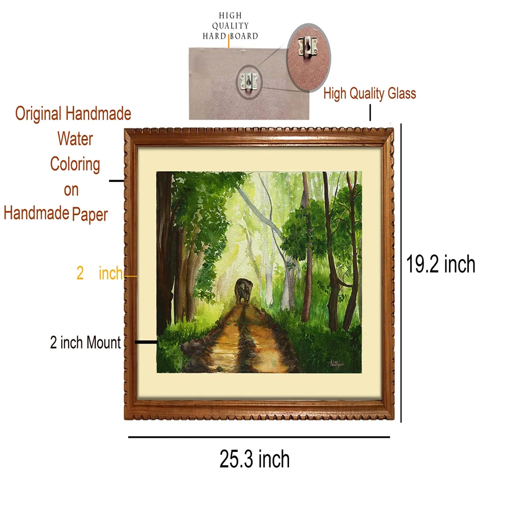 EMPEROR ART GALLERY, Original Handmade Water Painting With Teak Wood Frame For Wall(19.2x25.3) In