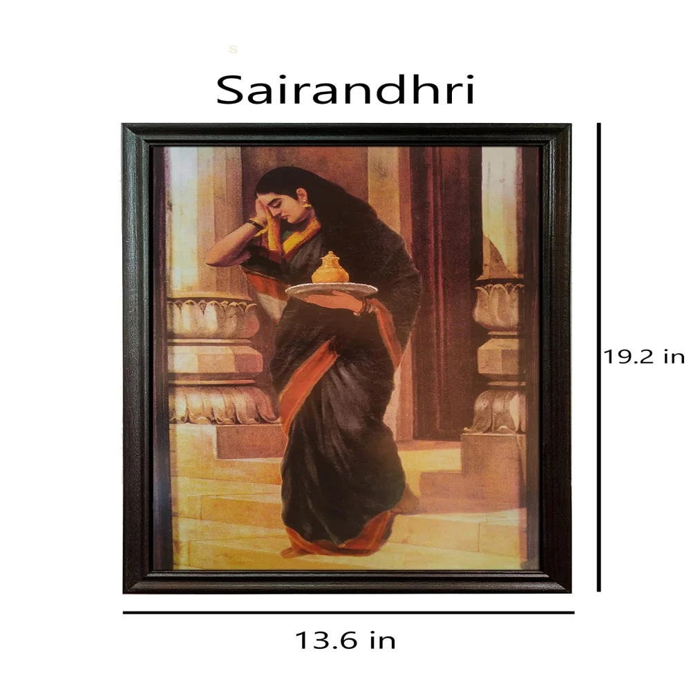 'Sairandhri'' Digital Reprint With Lamination And Wood Frame, Size(13.2 x19 Inch)