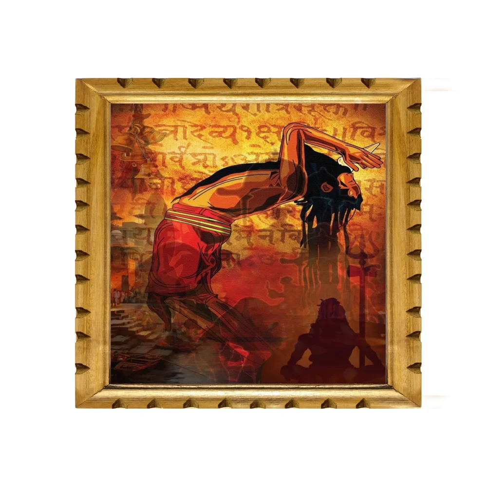 Kumbh Mela Art Premium Wooden Framed Wall Art, 13x19 inches, 300 GSM Digital Print with Glass