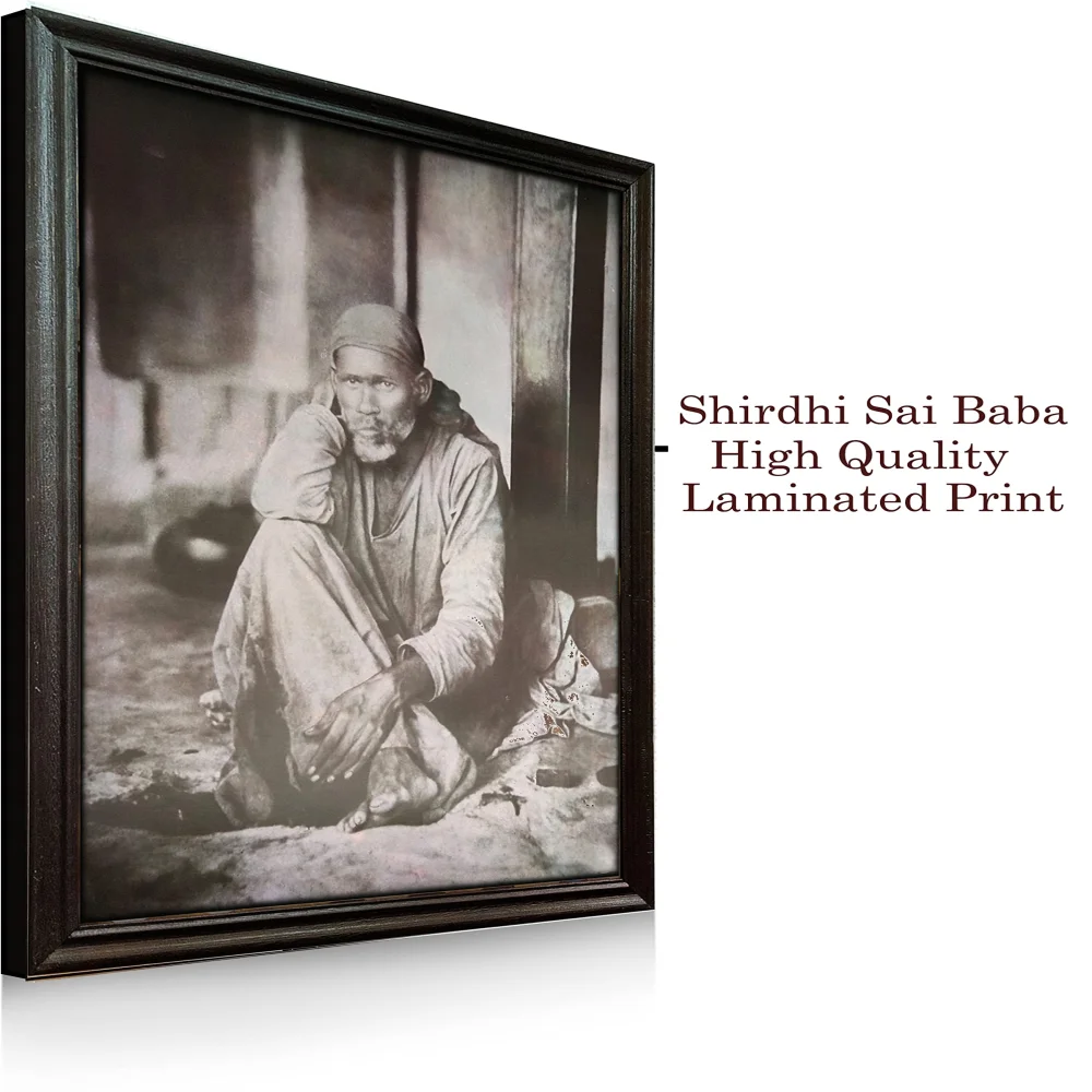 SHIRDI SAI BABA PHOTO FRAME With Laminated Print And Wood Frame (28 x 19.5) in
