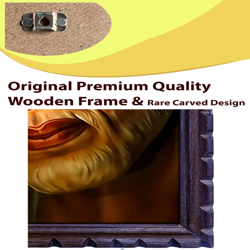 EMPEROR ART GALLERY Shirdi Sai Baba Premium Wooden Photo Frame, 33 cm x 46 cm, Black Carved Design with 3mm Glass