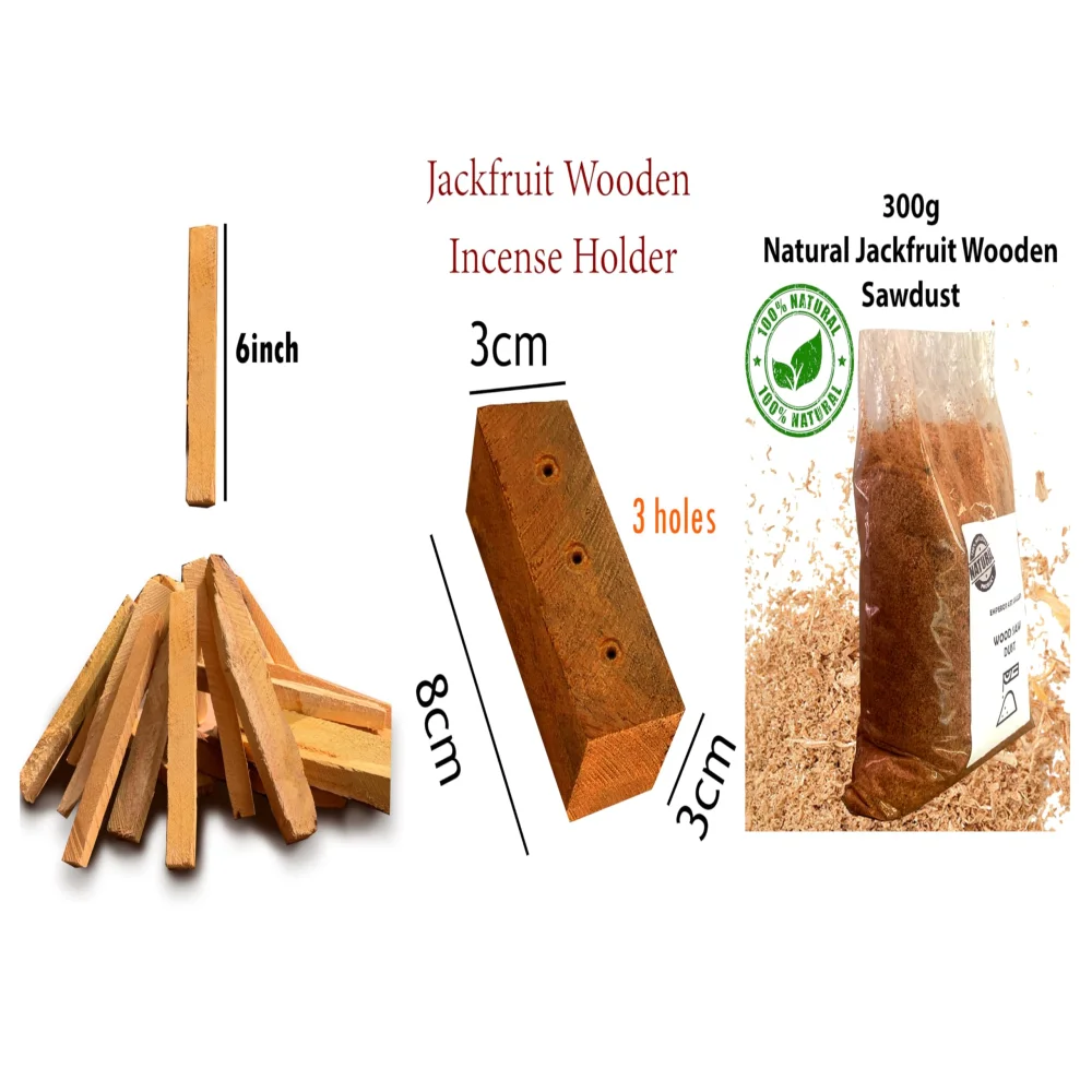 Emperor Art Gallery®,Jackfruit Wood Incense Set, Jackfruit Wood for Havan Kund 15 Sticks (6 inch), Holder (8x3x3 cm), Natural Sawdust (300g)