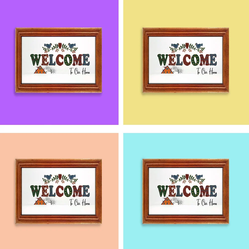 Mperor, Home Welcoming Laminated Digital print With Teak Wood Frame Name Plate(4.6x9.3) inch