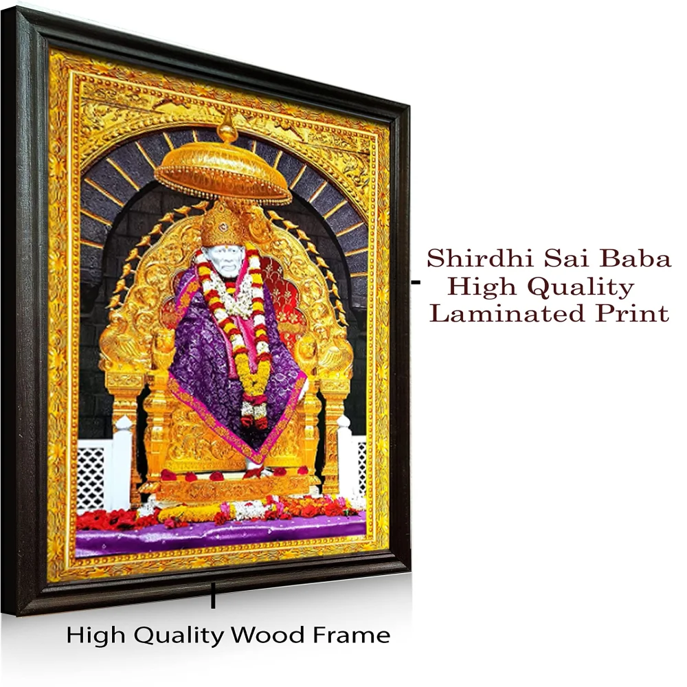 SHIRDI SAI BABA PHOTO FRAME With Laminated Print And Wood Frame (28 x 19.5) in