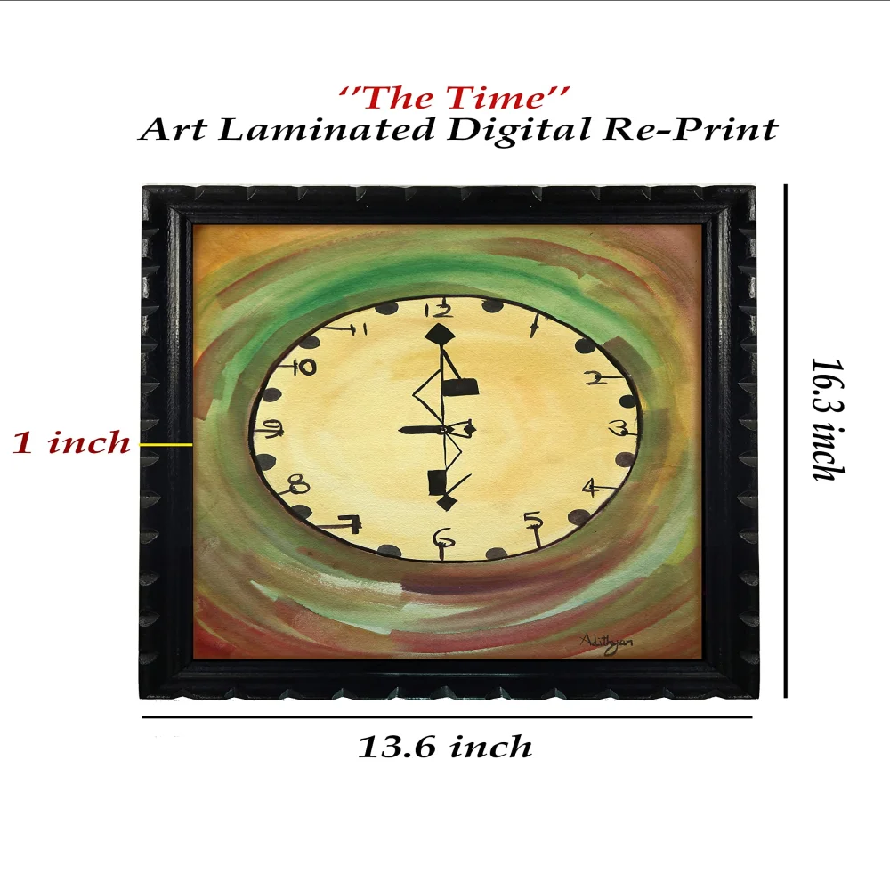 Mperor, ''The Time'' Laminated Digital print With Wood Frame For Wall (16.3x13.6) in