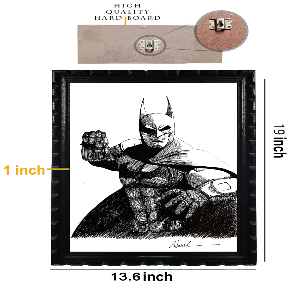 Mperor, ''Batman'' Laminated Digital print With Wood Frame For Wall (19x13.6) in