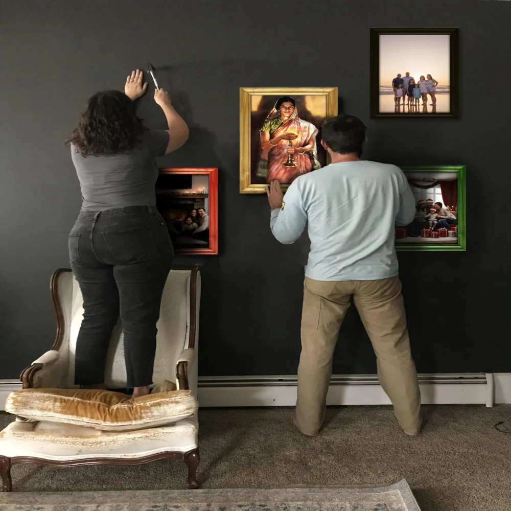 Traditional Indian Wall Art with Wooden Frame, 33 x 48 cm, Laminated Digital Print