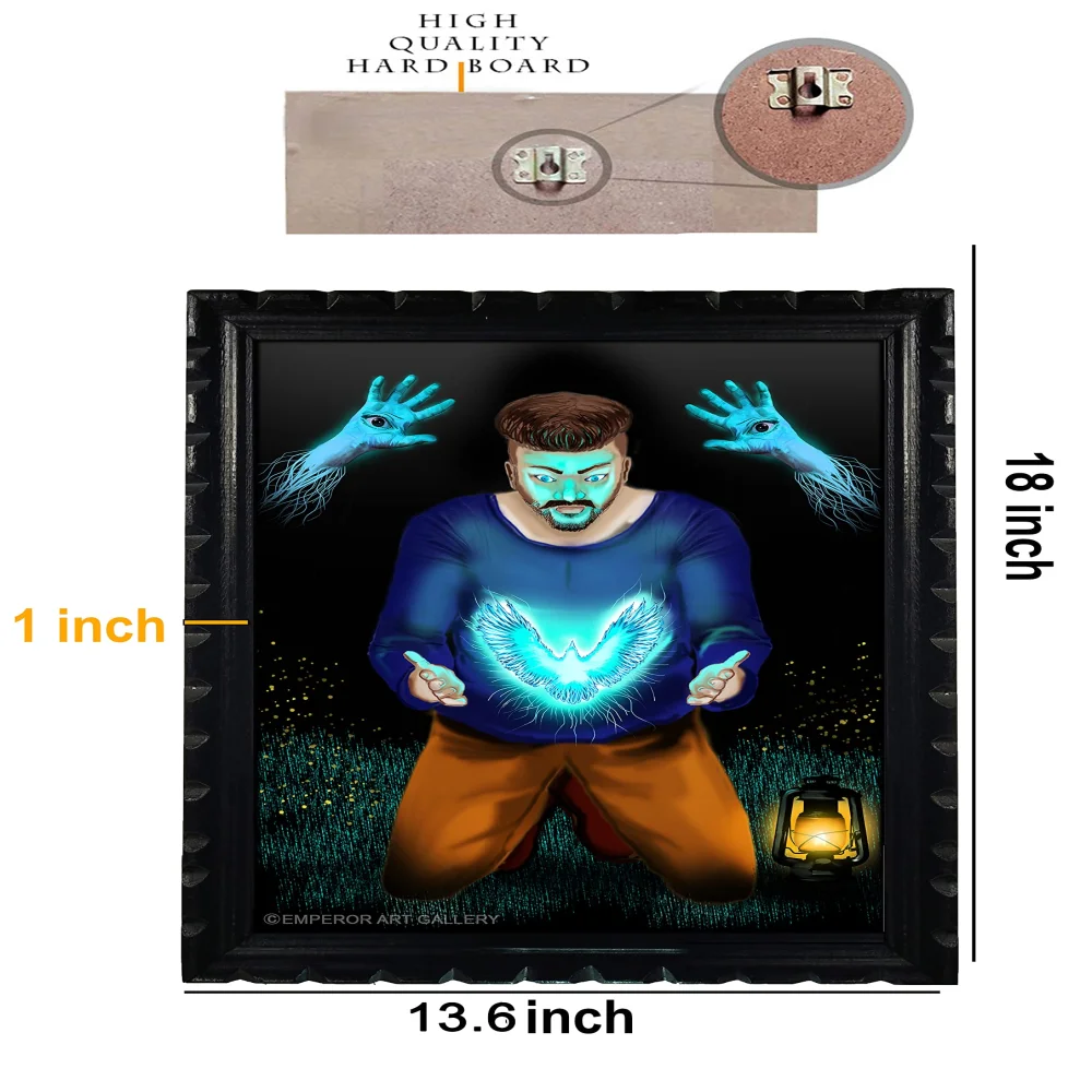 Mperor, Strange Laminated Digital print With Wood Frame For Wall (18x13.6) in