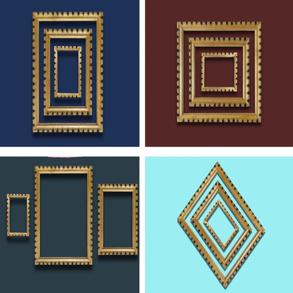 EMPEROR ART GALLERY Wall Deco Wooden Frame, 16x12,13.5x10.5,7.4x5.3 inches, Frameless, Set of 3