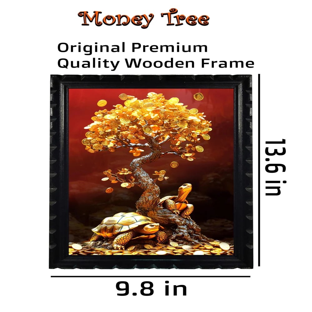 EMPEROR ART GALLERY Money Tree Special Laminated Digital Reprint with Wooden Frame (13.6x9.8) in