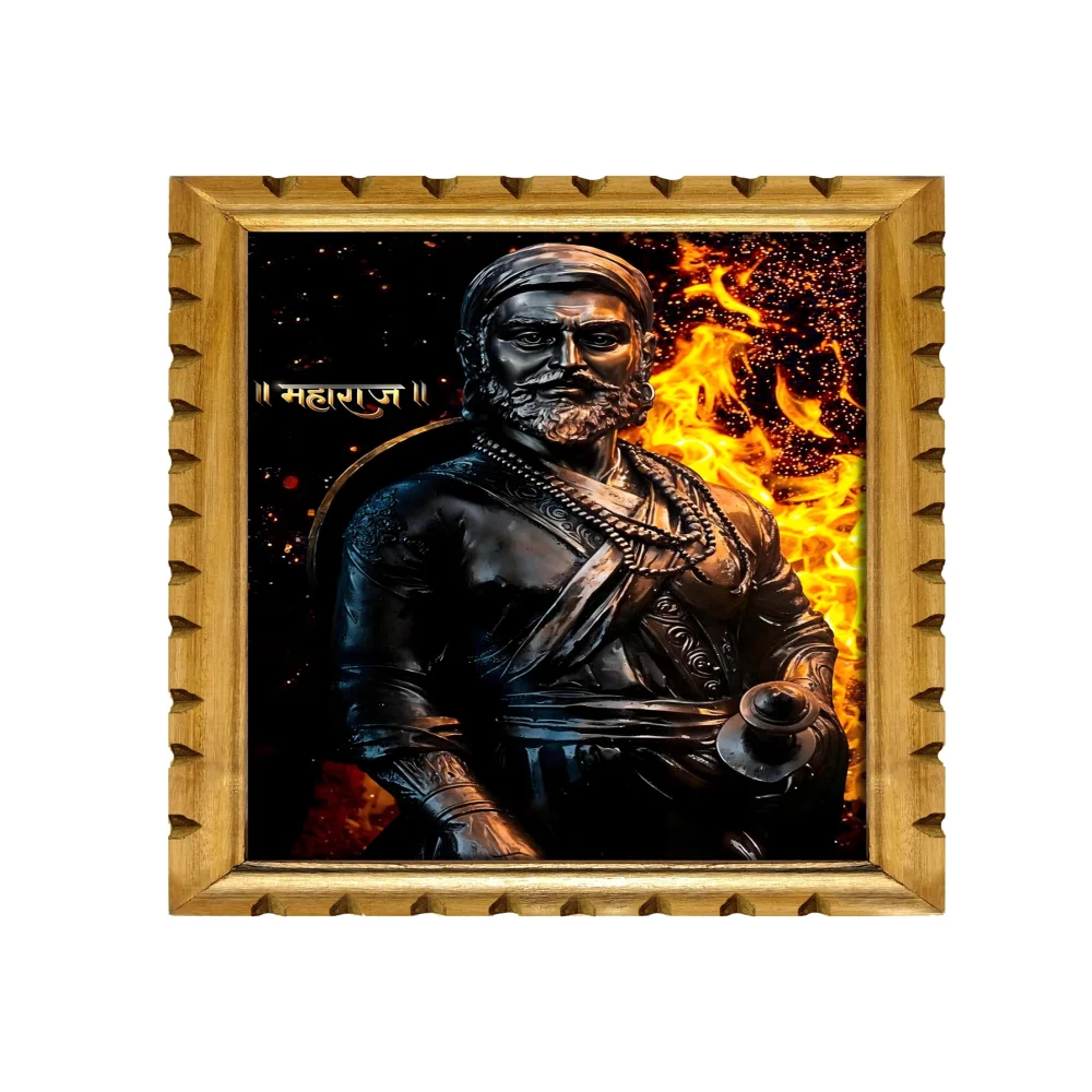 EMPEROR ART GALLERY Chatrapati Shivaji Maharaj Premium Wooden Frame, 13x19 inches, Digital Print with Lamination, 300 GSM