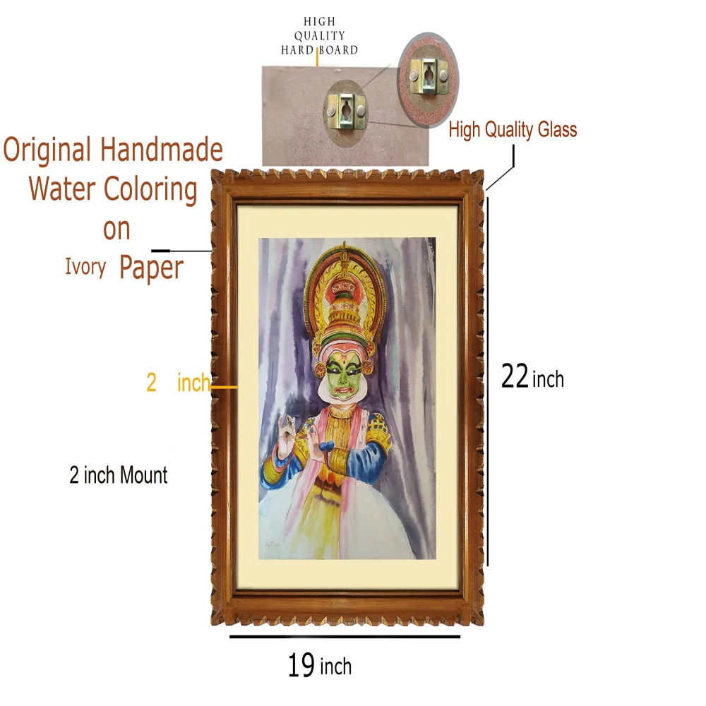 EMPEROR ART GALLERY, Original Handmade Water Painting With Teak Wood Frame (19x22) In